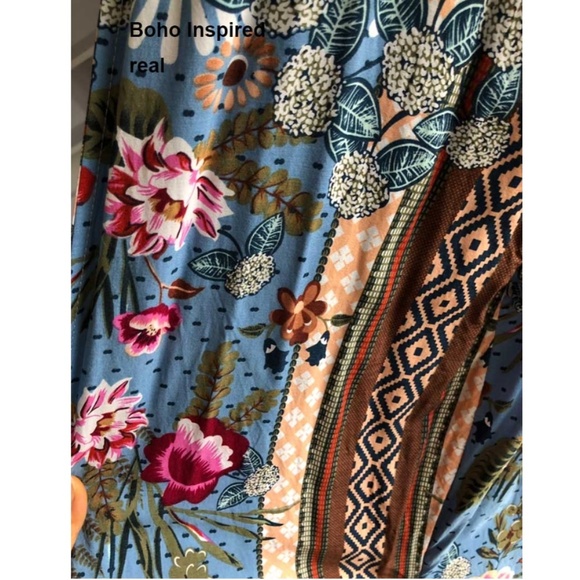 boho gypsy belted floral Long Kimono Cardigan - Picture 2 of 7